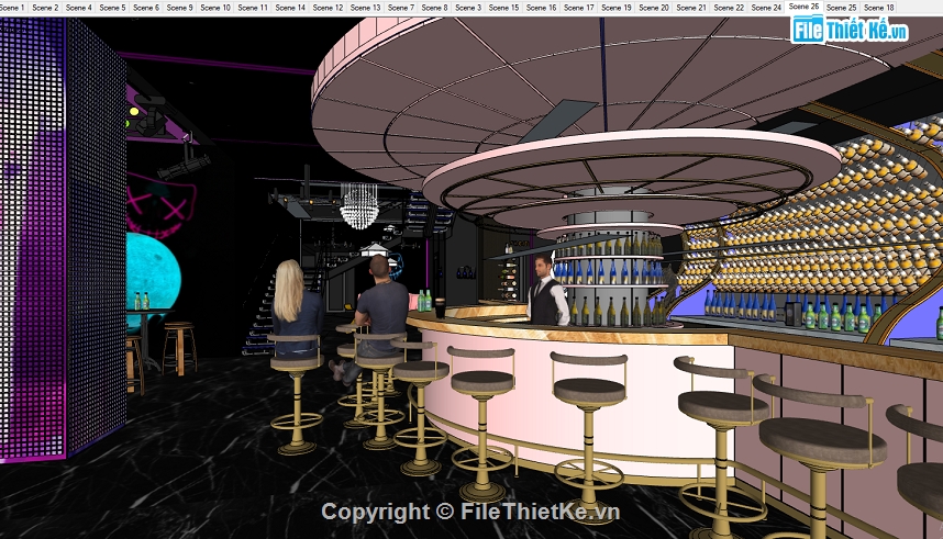 SU club,Galina Club Đà Nẵng,Galina Club,bar clup sketchup,thế kế galina clup sketchup