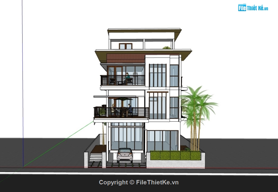 su nhà phố,sketchup nhà phố,nhà phố 4 tầng,su nhà phố 4 tầng