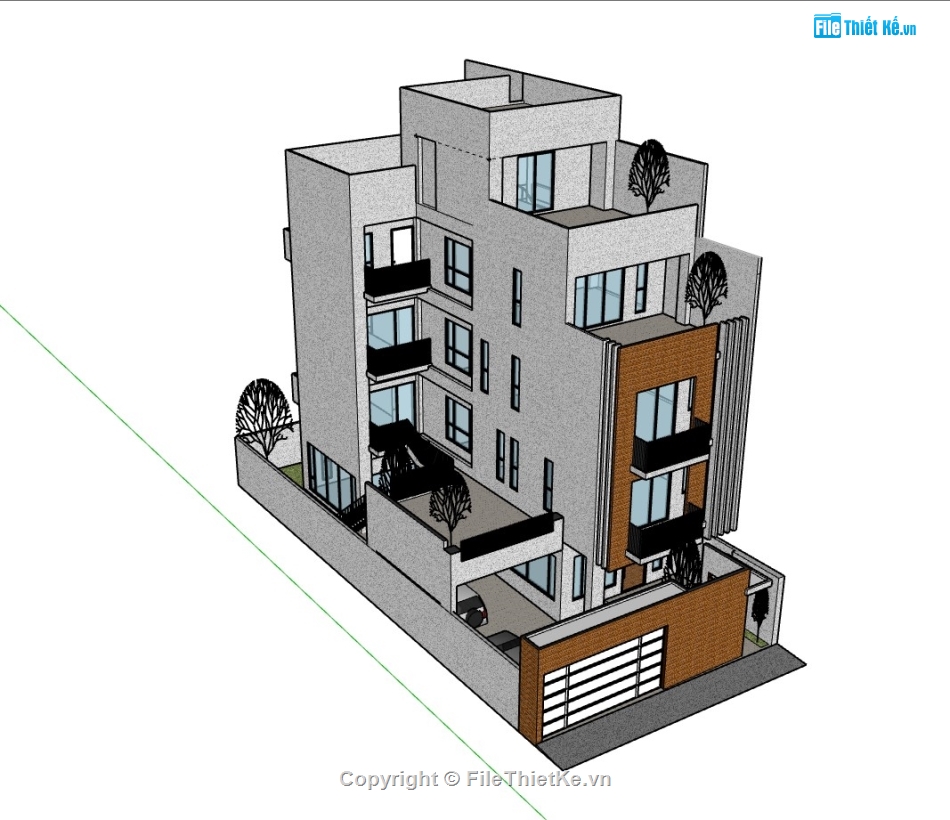 nhà 5 tầng,nhà phố 5 tầng,su nhà phố,sketchup nhà phố