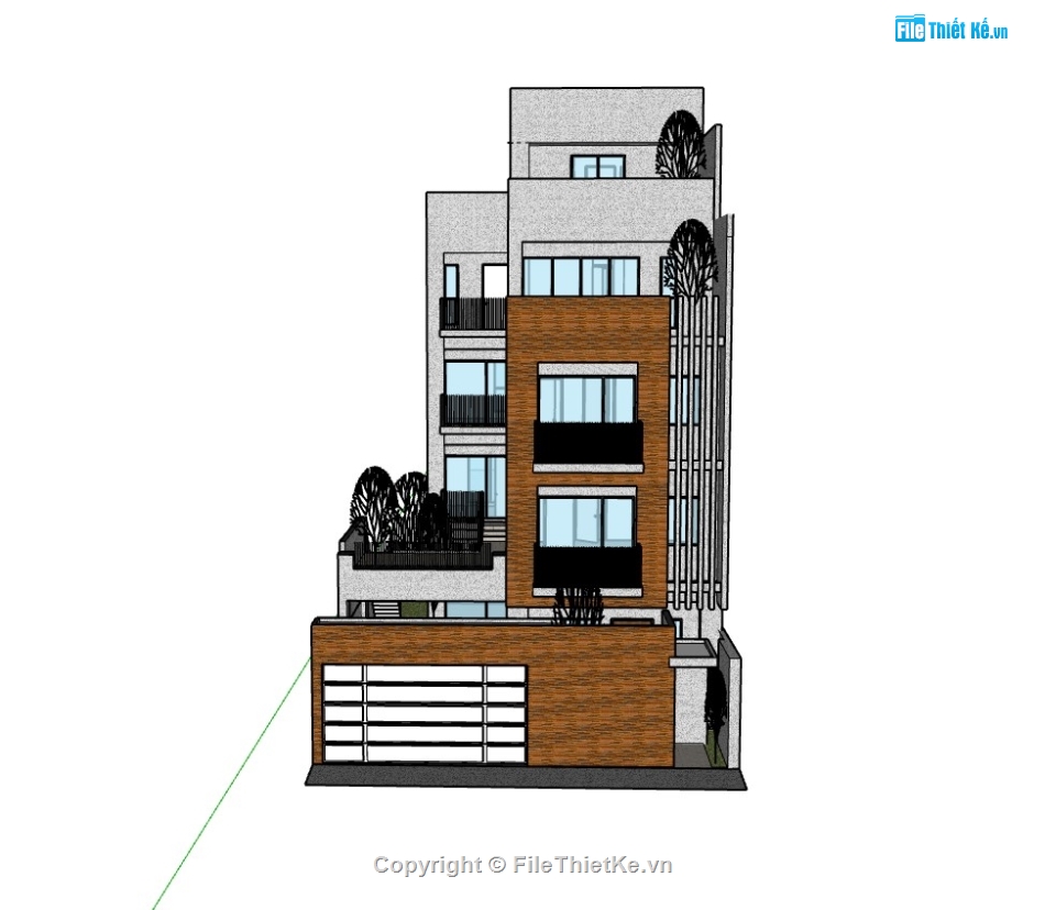 nhà 5 tầng,nhà phố 5 tầng,su nhà phố,sketchup nhà phố