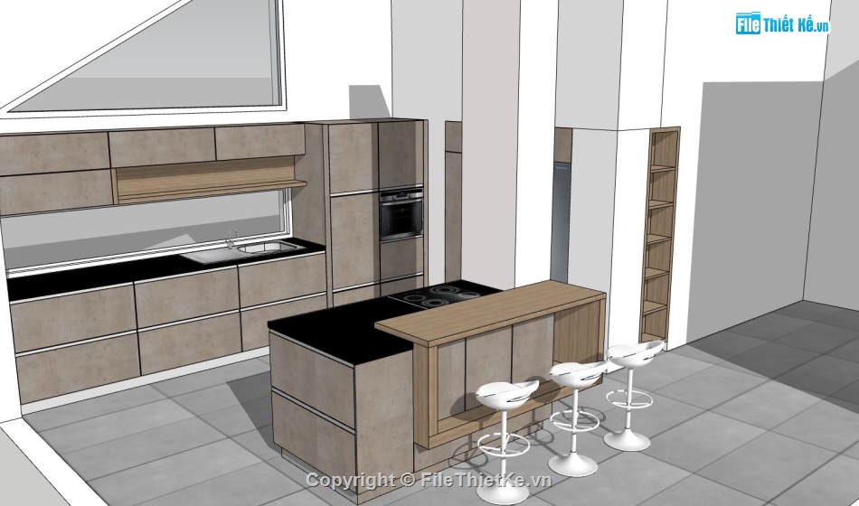 Su phòng khách bếp,model phòng bếp sketchup 2023,sketchup phòng bếp