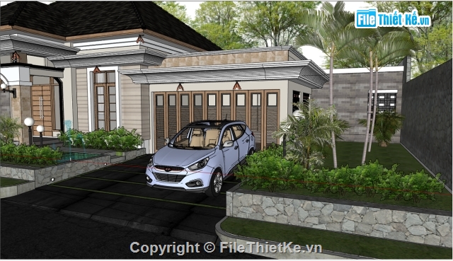 Phối cảnh biệt thự,sketchup biệt thự nhà vườn,su16 biệt thự nhà vườn,mẫu biệt thự nhà vườn,biệt thự nhà vườn