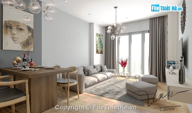 căn hộ chung cư,nội thất chung cư,SU nội thất chung cư,sketchup nội thất căn hộ,SU17 + Vray 3.4 nội thất