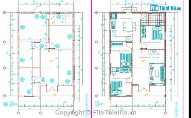 Nhà gác lửng mái lệch hiện đại 8x12 có 5 phòng ngủ M190