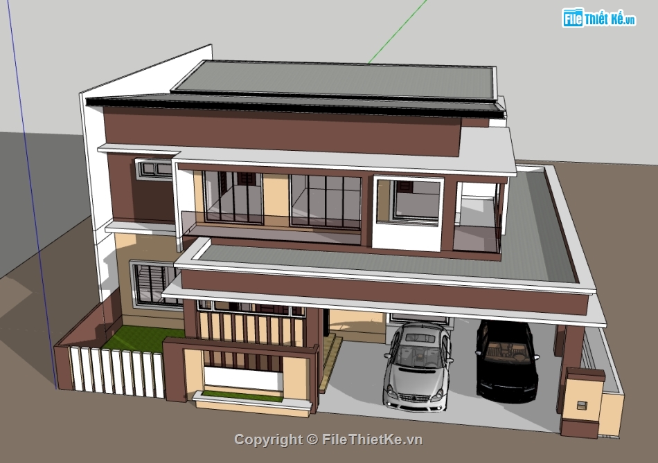 biệt thự sketchup,sketchup biệt thự,sketchup biệt thự 2 tầng,biệt thự 2 tầng