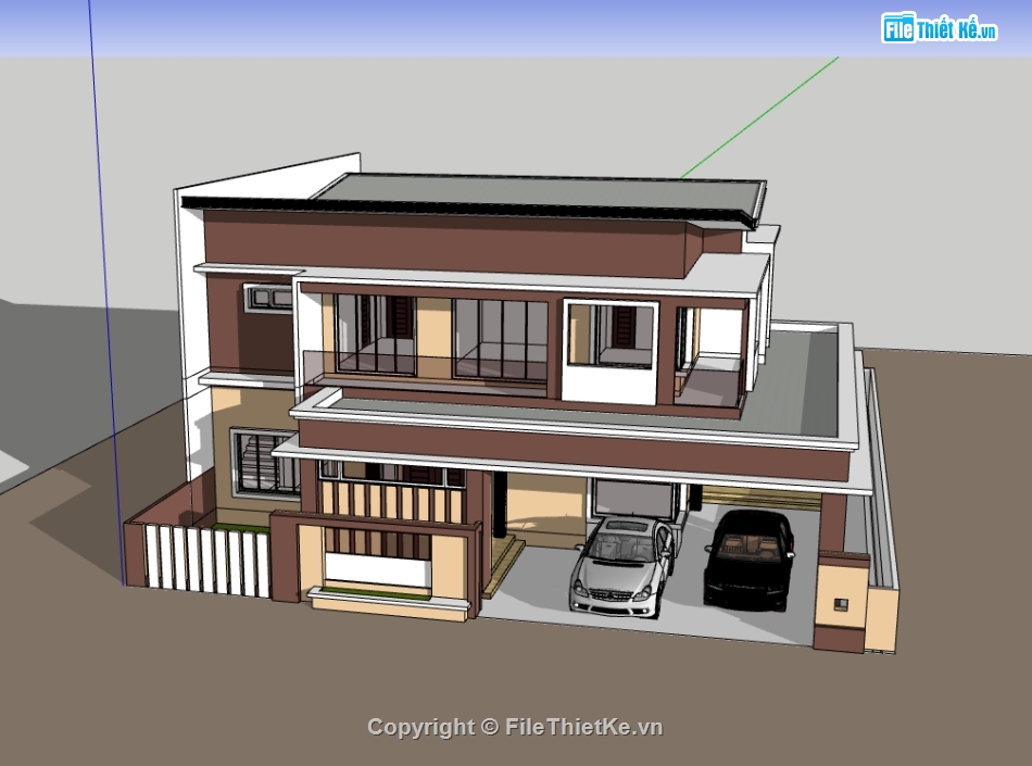 biệt thự sketchup,sketchup biệt thự,sketchup biệt thự 2 tầng,biệt thự 2 tầng