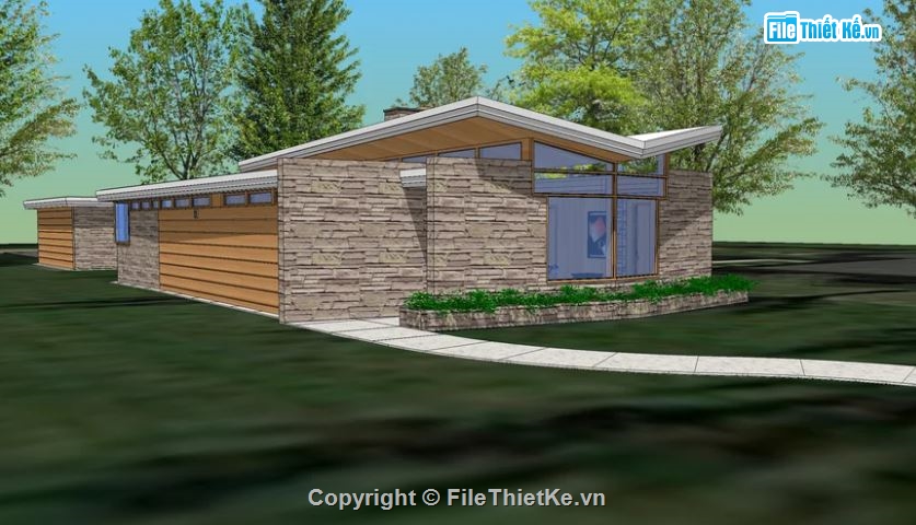 File sketchup mẫu nhà cấp 4,File sketchup nhà cấp 4,model su nhà cấp 4,Nhà cấp 4 file sketchup