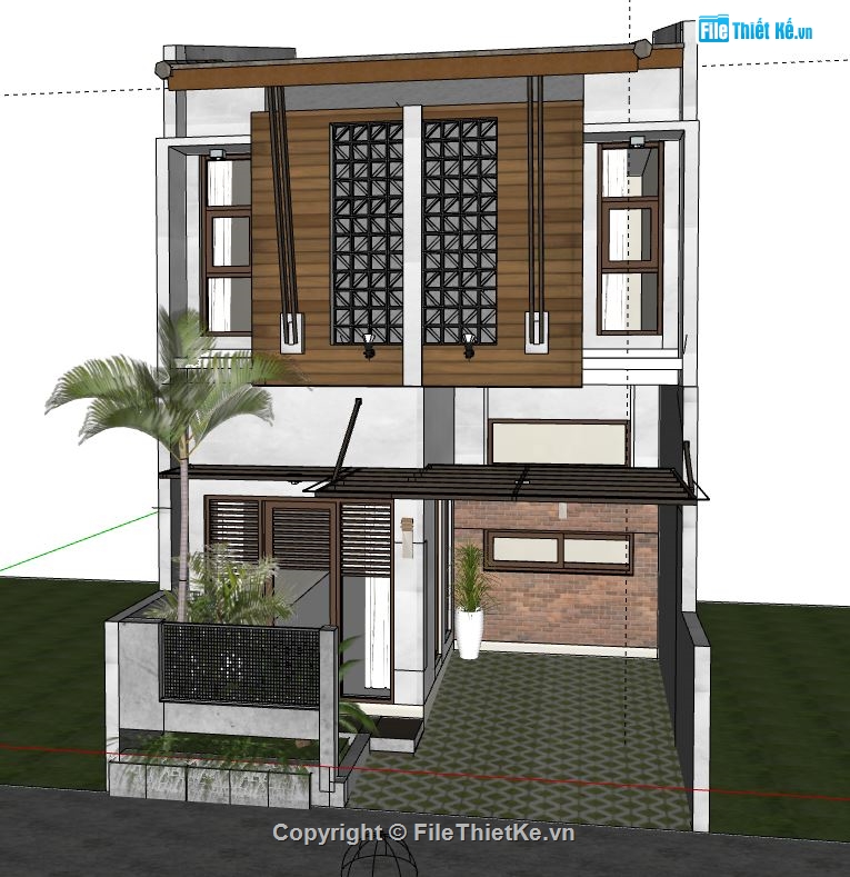 mẫu nhà phố 2 tầng,nhà phố 2 tầng sketchup,nhà phố sketchup,sketchup nhà phố 2 tầng