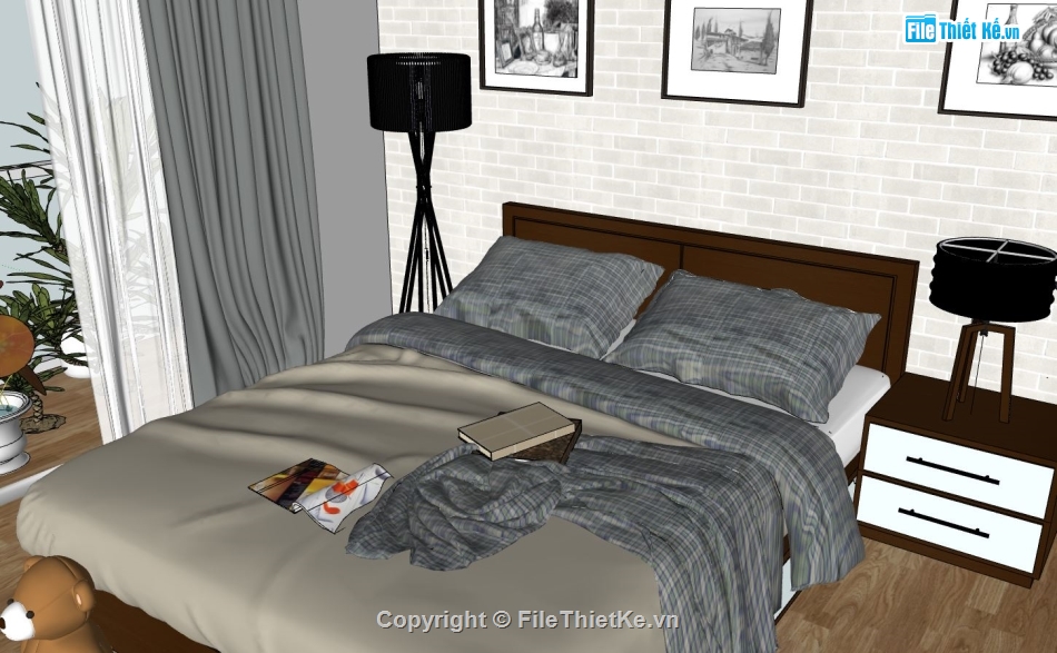nội thất phòng ngủ,sketchup nội thất,sketchup nội thất phòng ngủ,mẫu phòng ngủ