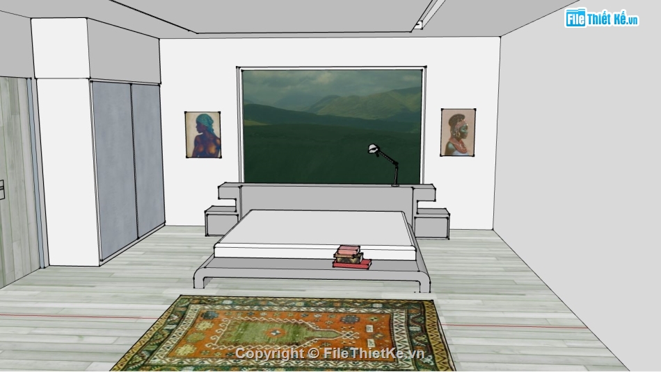 nội thất phòng ngủ,sketchup nội thất phòng ngủ,mẫu nội thất phòng ngủ sketchup