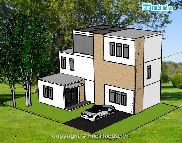 Biệt thự 3 tầng,model su biệt thự 3 tầng,3d sketchup biệt thự 3 tầng