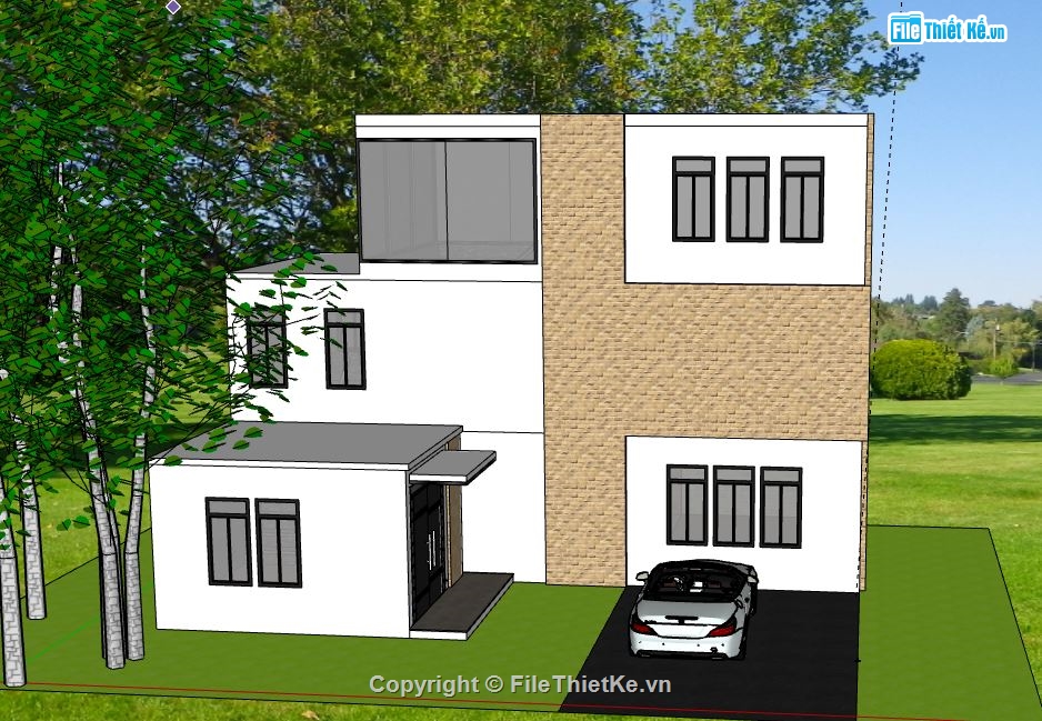 Biệt thự 3 tầng,model su biệt thự 3 tầng,3d sketchup biệt thự 3 tầng