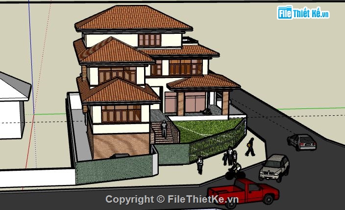 Biệt thự 3 tầng,model su biệt thự 3 tầng,biệt thự 3 tầng file su