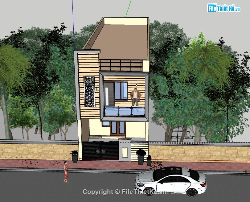 Nhà phố 2 tầng,model su nhà phố 2 tầng,sketchup nhà phố 2 tầng,nhà phố 2 tầng sketchup