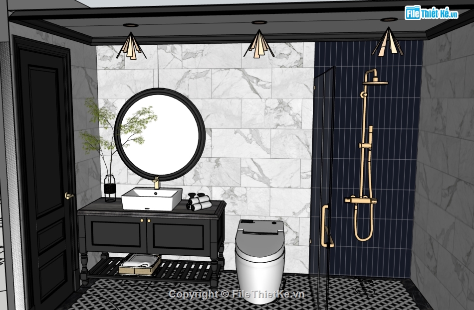 file su nhà tắm,file sketchup nhà wc,3d sketchup phòng tắm
