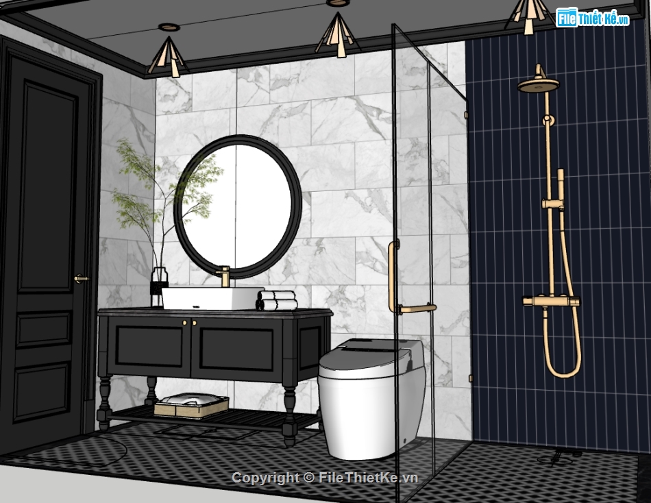 file su nhà tắm,file sketchup nhà wc,3d sketchup phòng tắm