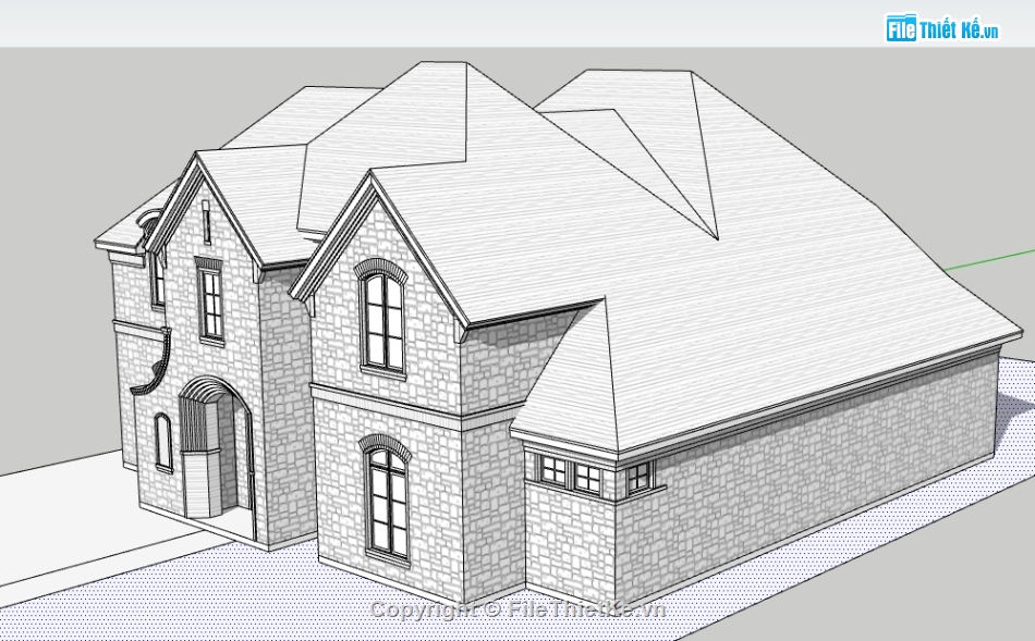 dựng sketchup biệt thự 2 tầng,nhà biệt thự dựng 3d su,thiết kế mẫu biệt thự file su