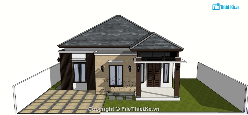 file su nhà 1 tầng,model su nhà 1 tầng,file sketchup nhà 1 tầng,model sketchup nhà 1 tầng