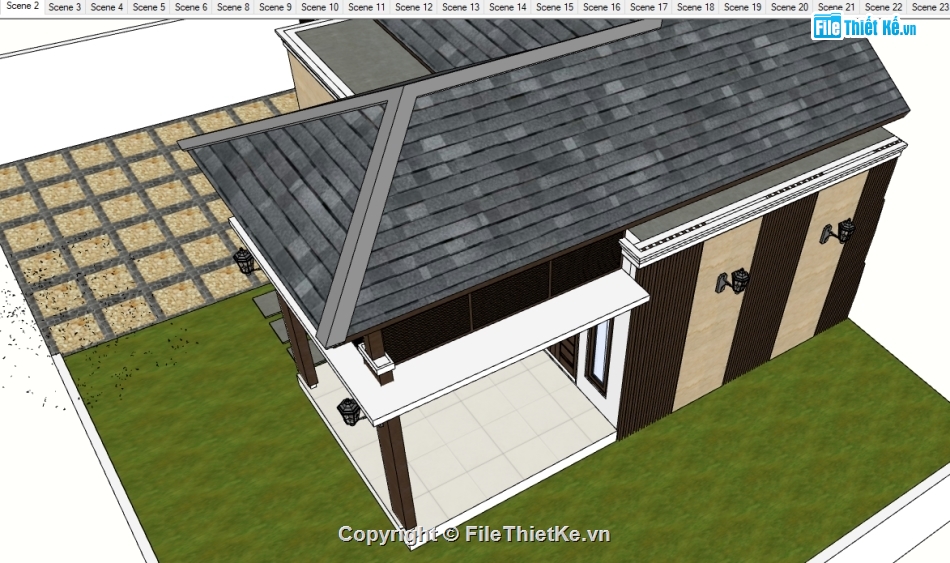 file su nhà 1 tầng,model su nhà 1 tầng,file sketchup nhà 1 tầng,model sketchup nhà 1 tầng