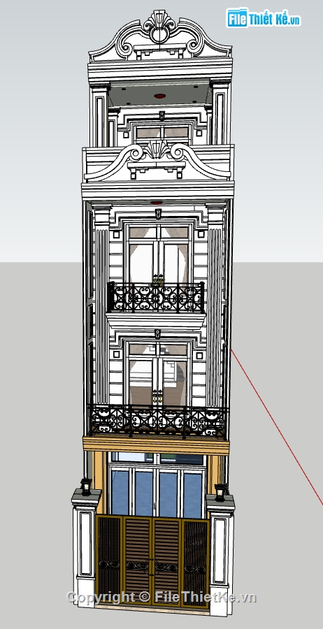 file sketchup nhà phố 4 tầng,model su nhà phố 4 tầng,file su nhà phố 4 tầng,nhà phố 4 tầng file su