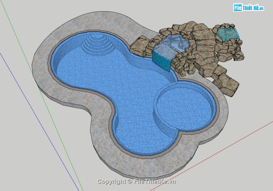 model sketchup bể bơi,model 3d bể bơi,file sketchup bể bơi,sketchup bể bơi