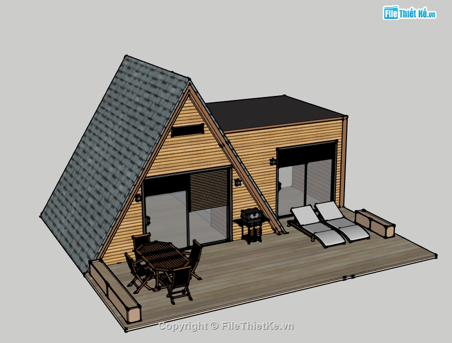 File su nhà bungalow,model sketchup nhà bungalow,file sketchup nhà bungalow,model 3d nhà bungalow