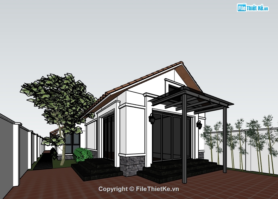 nhà cấp 4 sketchup,sketchup nhà cấp 4,model su nhà cấp 4,file sketchup nhà cấp 4