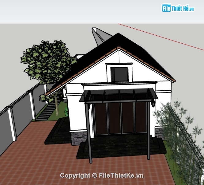 nhà cấp 4 sketchup,sketchup nhà cấp 4,model su nhà cấp 4,file sketchup nhà cấp 4