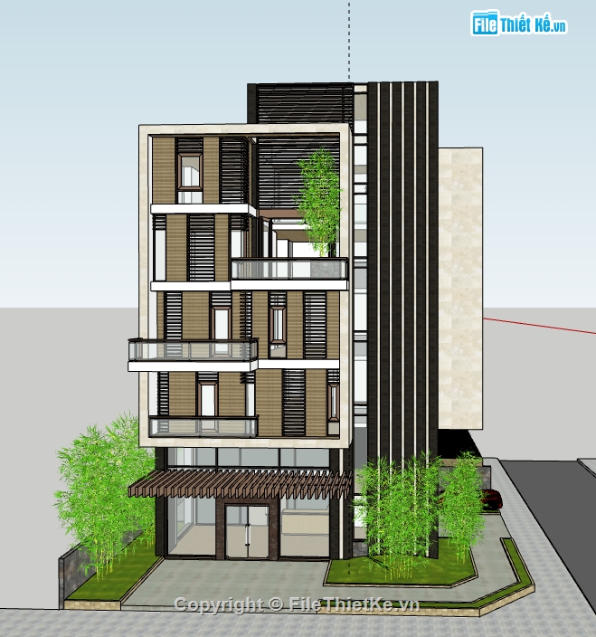 nhà phố 5 tầng file su,model su nhà phố 5 tầng,file su nhà phố 5 tầng,file sketchup nhà phố 5 tầng