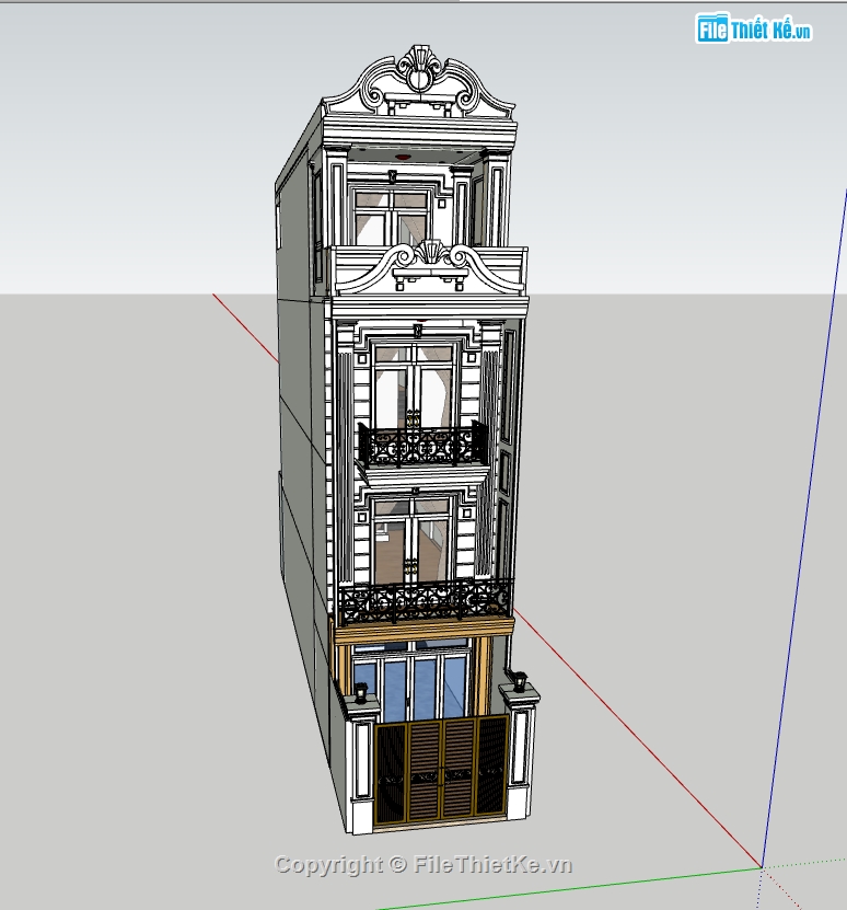 nhà phố 3 tầng 1 tum,model su nhà phố 3 tầng 1 tum,file 3d nhà phố 3 tầng 1 tum,sketchup nhà phố 3 tầng 1 tum