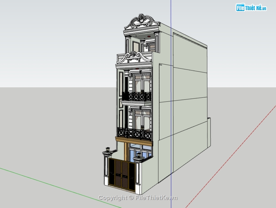 nhà phố 3 tầng 1 tum,model su nhà phố 3 tầng 1 tum,file 3d nhà phố 3 tầng 1 tum,sketchup nhà phố 3 tầng 1 tum