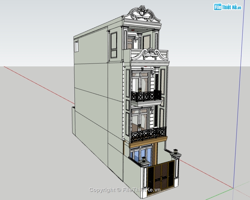 nhà phố 3 tầng 1 tum,model su nhà phố 3 tầng 1 tum,file 3d nhà phố 3 tầng 1 tum,sketchup nhà phố 3 tầng 1 tum