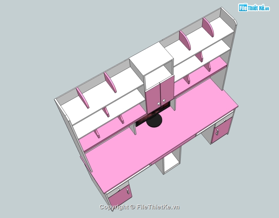 mẫu bàn học sketchup,model sketchup bàn học đôi,sketchup bàn học,model bàn học trẻ em