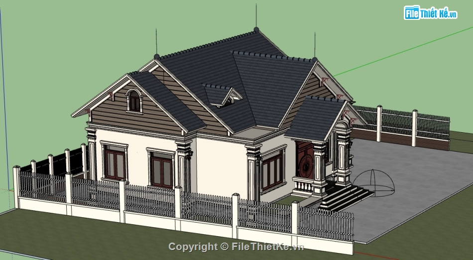 sketchup biệt thự 1 tầng,model biệt thự sketchup,file sketchup  biệt thự 1 tầng,model su  biệt thự 1 tầng