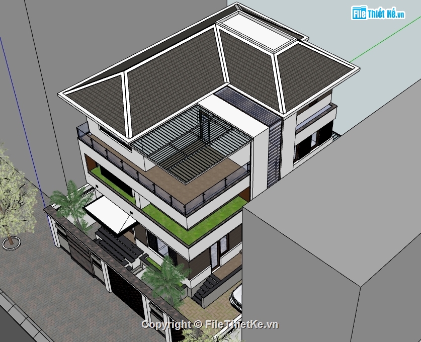 file su biệt thự 3 tầng,model sketchup biệt thự 3 tầng,model su biệt thự 3 tầng,sketchup biệt thự 3 tầng