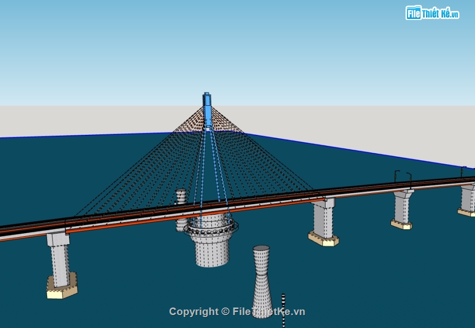 Model 3d cầu xoay,sketchup cầu xoay,file su cầu xoay,sketchup cầu sông hàn
