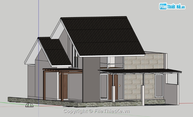 sketchup nhà 1 tầng,file su nhà 1 tầng,nhà 1 tầng su,nhà 1 tầng sketchup