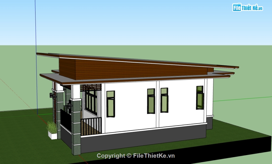 nhà 1 tầng,file 3d nhà 1 tầng,sketchup nhà 1 tầng,model 3d nhà 1 tầng,sketchup nhà ở 1 tầng