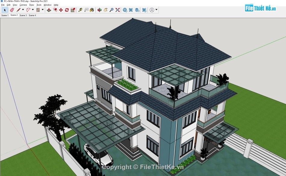 bản vẽ sketchup nhà 3 tầng,file sketchup nhà 3 tầng,sketchup nhà 3 tầng,model sketchup nhà 3 tầng