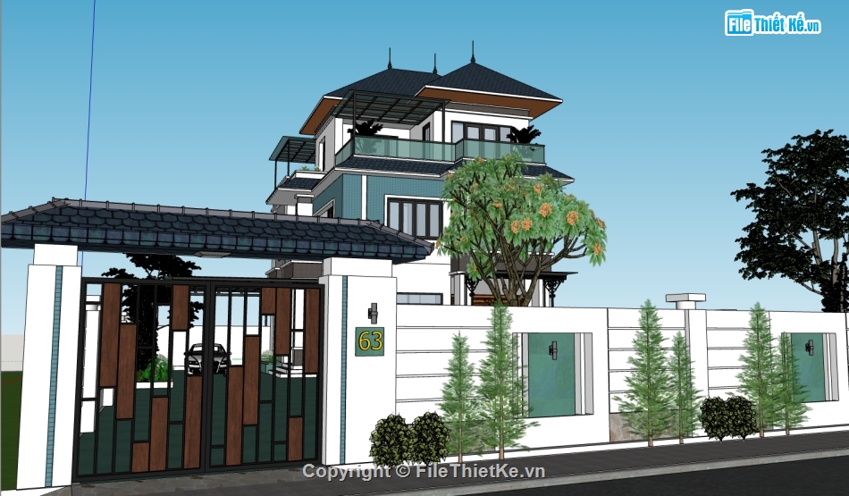 bản vẽ sketchup nhà 3 tầng,file sketchup nhà 3 tầng,sketchup nhà 3 tầng,model sketchup nhà 3 tầng