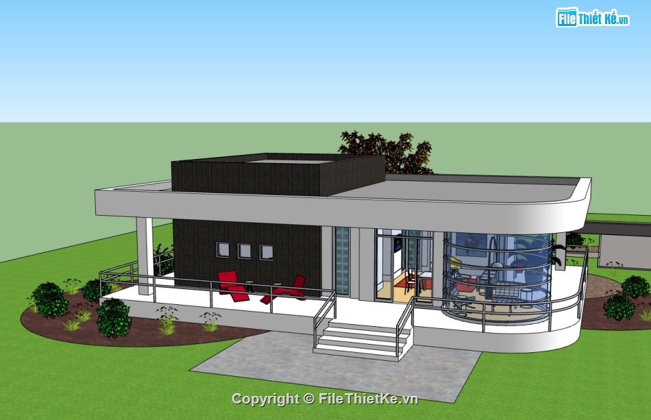 nhà 1 tầng,Model sketchup nhà hiện đại,file su nhà 1 tầng,model su nhà 1 tầng,model 3d nhà 1 tầng