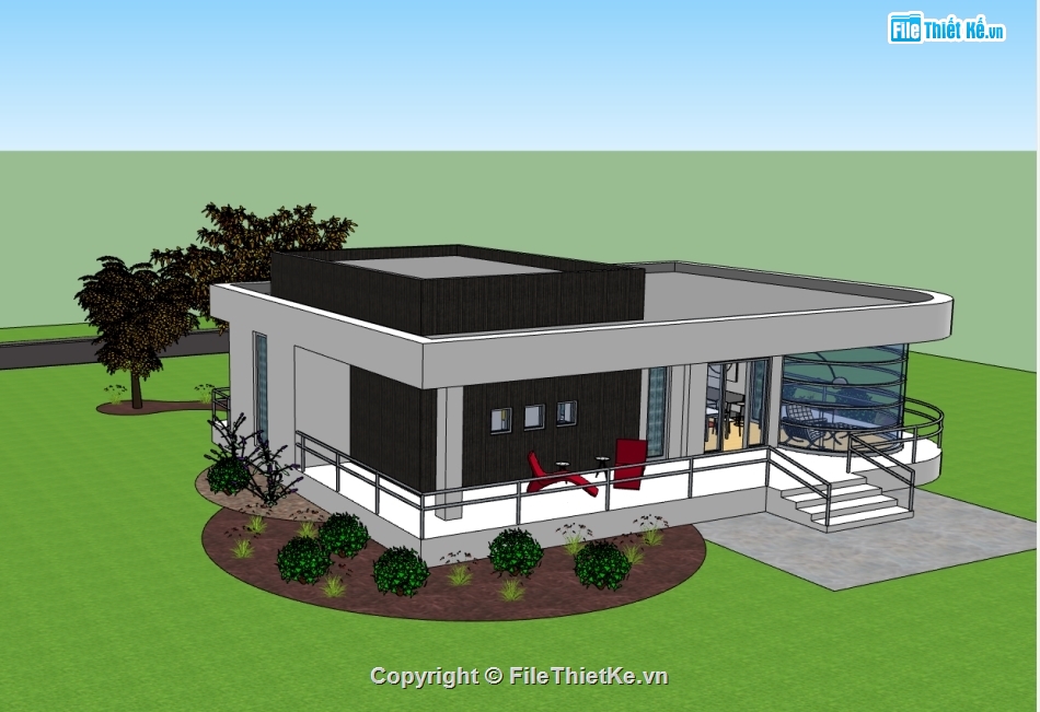 nhà 1 tầng,Model sketchup nhà hiện đại,file su nhà 1 tầng,model su nhà 1 tầng,model 3d nhà 1 tầng