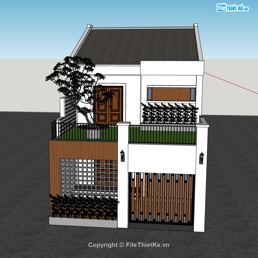 nhà phố 2 tầng file su,file su nhà phố 2 tầng,model su nhà phố 2 tầng,model sketchup nhà phố 2 tầng