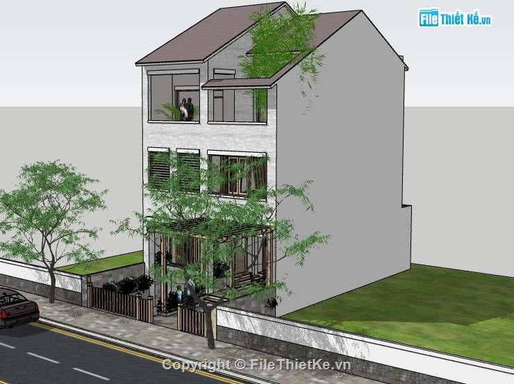 nhà phố 3 tầng file sketchup,model su nhà phố 3 tầng,model sketchup nhà phố 3 tầng,file su nhà phố 3 tầng