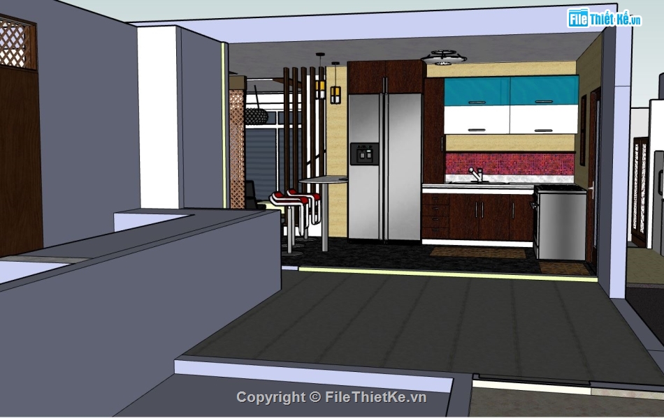 sketchup nội thất phòng bếp,sketchup nội thất,nội thất phòng bếp