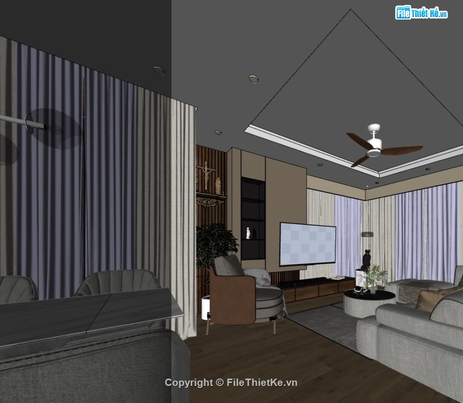 sketchup phòng khách,phòng khách đẹp,model phòng khách,file sketchup phòng khách,phòng khách sketchup