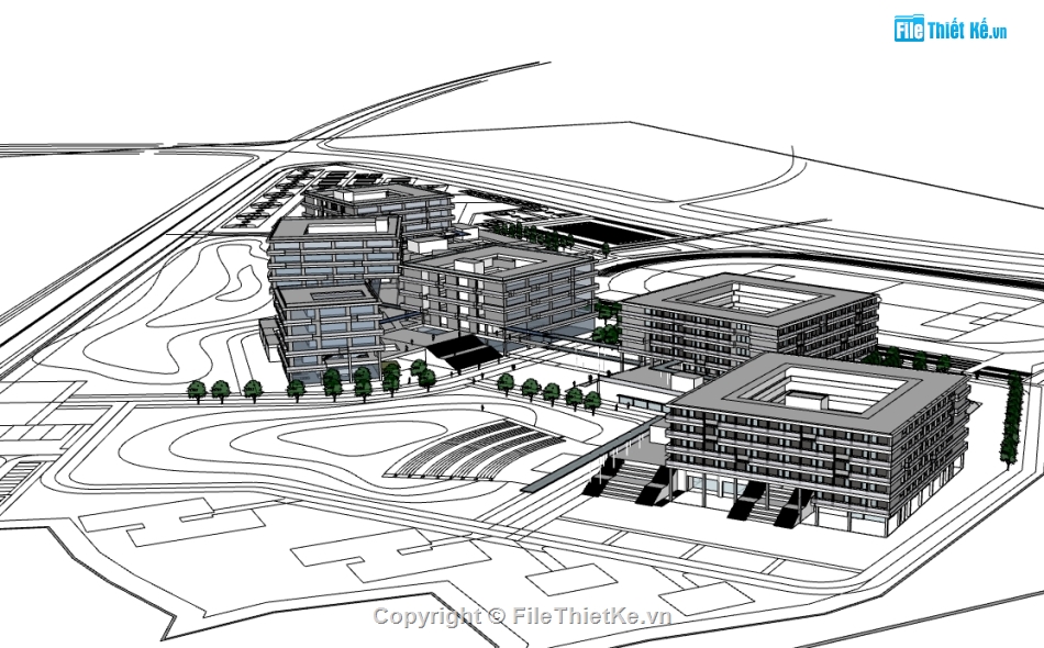 trường học sketchup,file 3d trường học,sketchup trường học,trường học