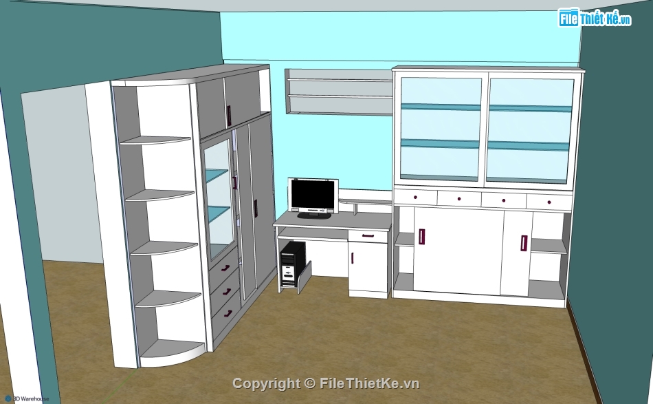 tủ đựng tài liệu file sketchup,model tủ đựng tài liệu,file su bàn máy vi tính,model su  bàn vi tính