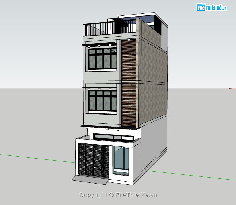 mẫu nhà 3 tầng,mẫu nhà phố 3 tầng,sketchup mẫu nhà phố 3 tầng