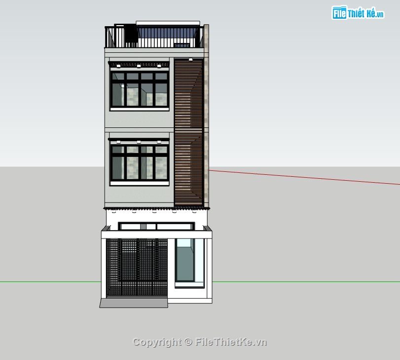 mẫu nhà 3 tầng,mẫu nhà phố 3 tầng,sketchup mẫu nhà phố 3 tầng